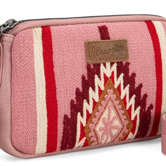 Aztec Pattern Pink Wrangler Mini Crossbody Shoulder Purse - Perfect for Gifting - Picture 1 of 6